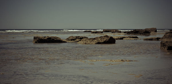 Scenic view of sea against clear sky