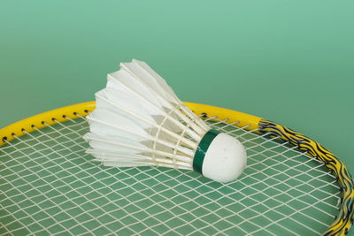 High angle view of yellow ball on table
