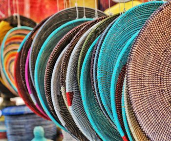 Close-up of multi colored pencils for sale in market