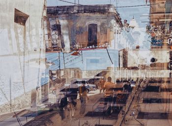 Buildings seen through window