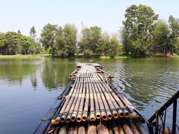 Scenic view of lake against clear sky