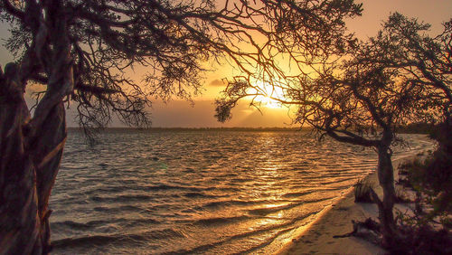 Scenic view of sea against sky during sunset