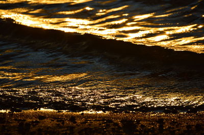 Aerial view of sea during sunset
