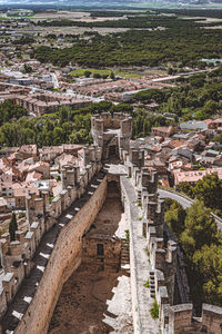 High angle view of historic building