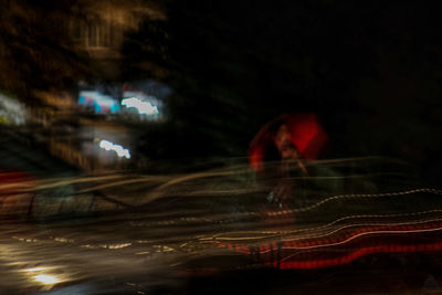 Close-up of light trails at night