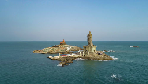 Scenic view of sea against clear sky