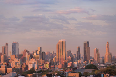 View of city at sunset