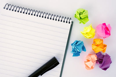 High angle view of pen on table