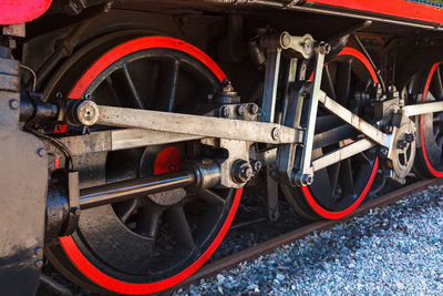 Close-up of train on railroad track