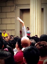 Friends standing on white background
