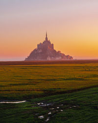 Aerial shot of the mont saint michel in france