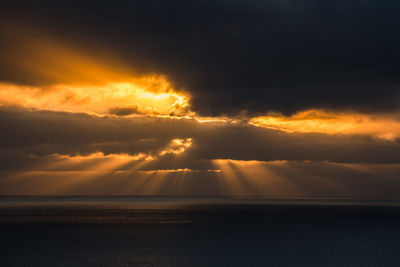 Scenic view of sea against dramatic sky