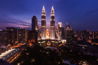 Illuminated cityscape at night