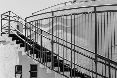 Low angle view of stairs against clear sky