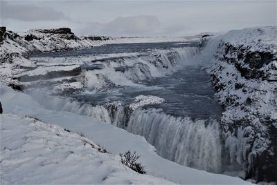 Scenic view of frozen lake against sky