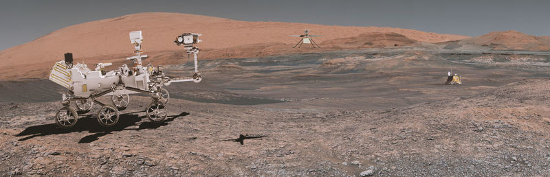 Mars rover perseverance landed and mars polar lander.elements of this image furnished by nasa. 