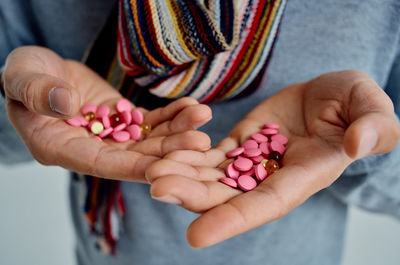 Close-up of woman holding hands