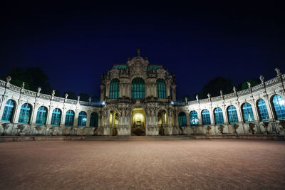 Low angle view of historical building against sky at night