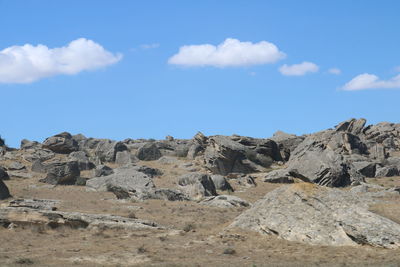 Scenic view of rocky mountains against sky