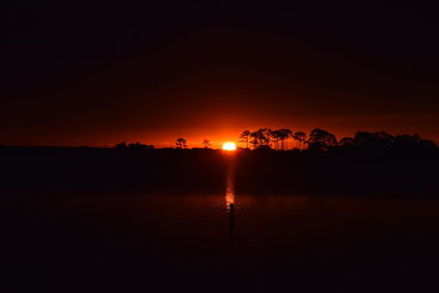 Scenic view of silhouette at night