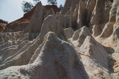 Rock formation on land against sky