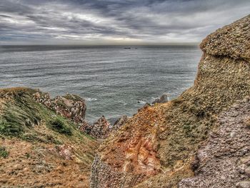 Scenic view of sea against cloudy sky