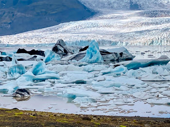 View of ice floating on water