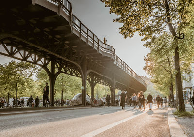 People walking in park