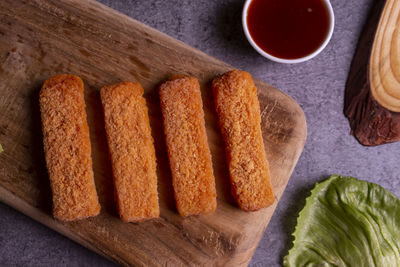 High angle view of food on table