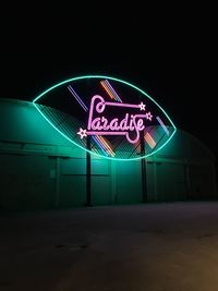 Information sign at night