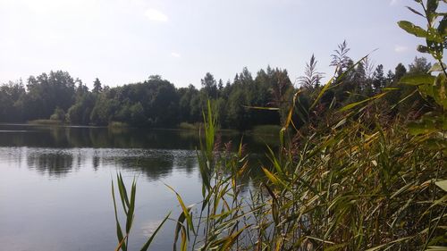 Scenic view of lake against sky