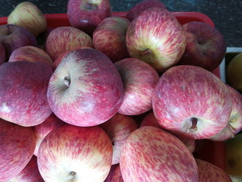 Full frame shot of apples for sale in market