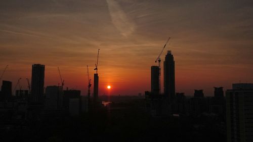 View of city at sunset