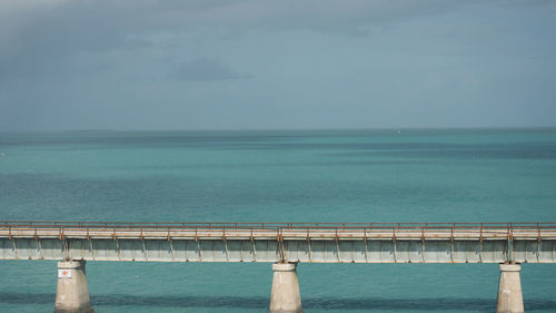 Scenic and historical road section us1  connecting the florida keys against the  blue waters