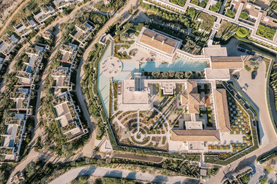 High angle view of buildings in city