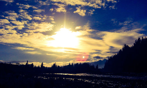 Scenic view of landscape against sky at sunset