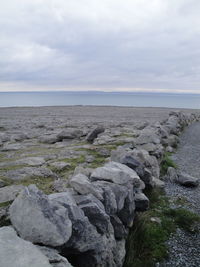 Scenic view of sea against cloudy sky