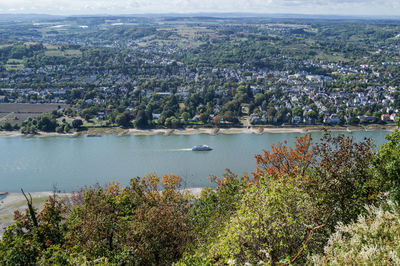 High angle view of river and cityscape