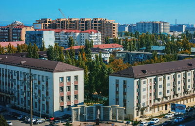 Buildings in city against sky