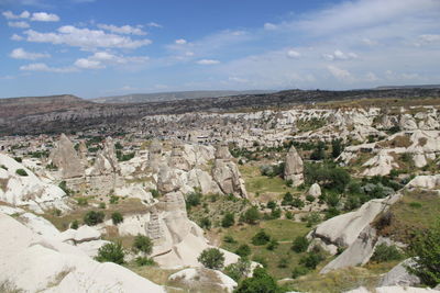 Aerial view of landscape against cloudy sky