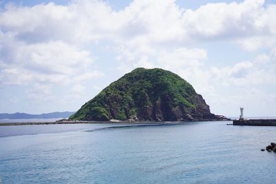 Scenic view of sea against cloudy sky