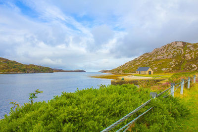 Scenic view of sea against cloudy sky