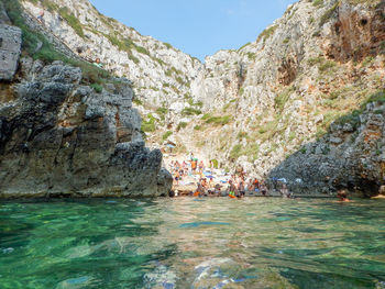 Beautiful scenic seascape at ciolo bridge, near santa maria di leuca, salento, apulia, italy