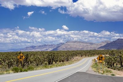 Road passing through landscape against sky