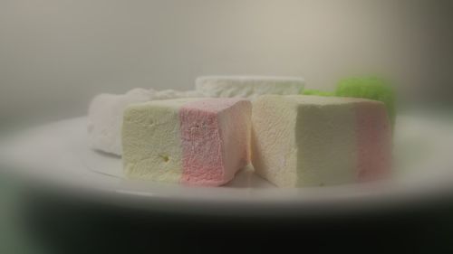 Close-up of cake against white background