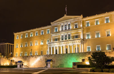 Low angle view of building at night