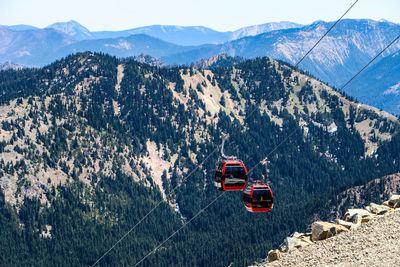 High angle view of overhead cable car on mountain