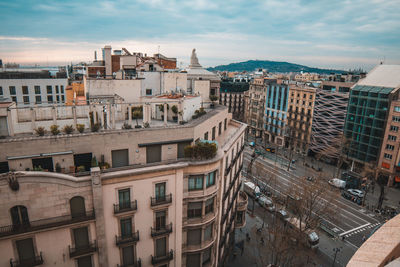 High angle view of cityscape against sky