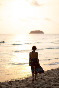 Rear view of man standing on beach