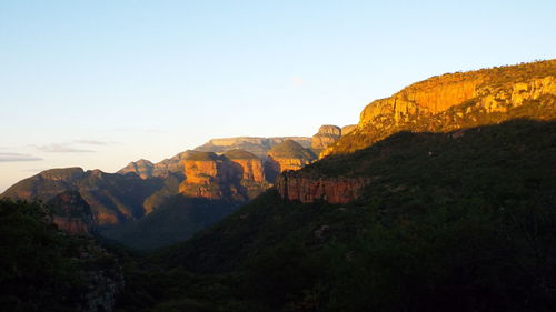 Scenic view of mountains against clear sky